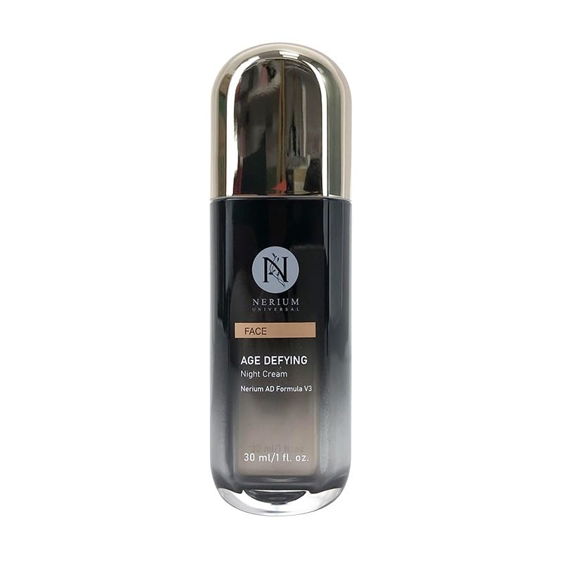Nerium Night Cream texture swatch highlights non-greasy fragrance-free hydration for all skin types.