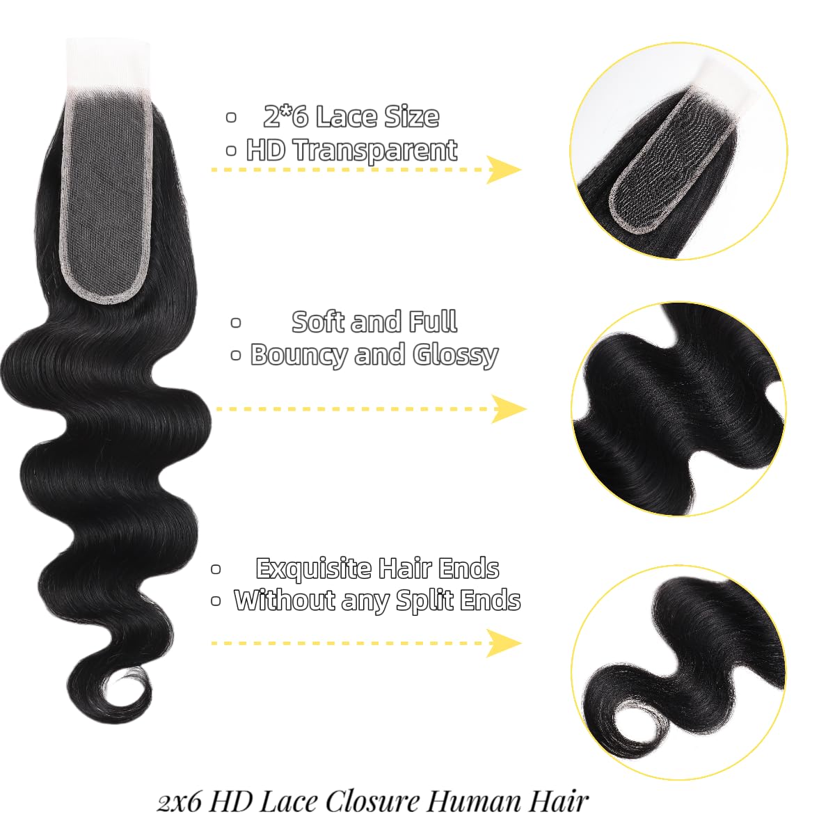 NERUMO 14inch Brazilian virgin closure displaying healthy shine and versatile styling