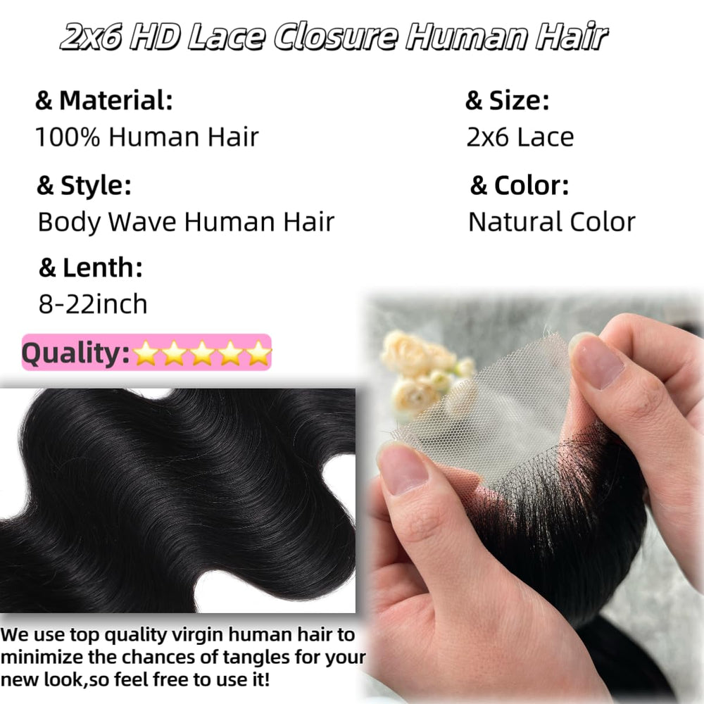 NERUMO body wave closure illustrating versatile styling options