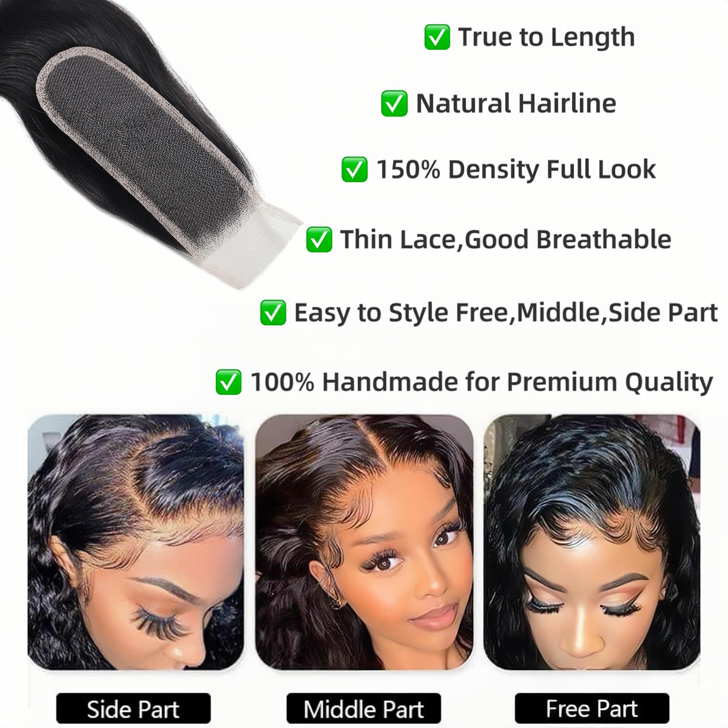 NERUMO transparent lace closure blending with skin tone for discreet installs