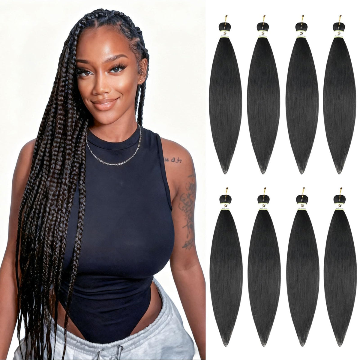 Nescorner braiding hair pre stretched 24 inch front view highlights quick installation potential.
