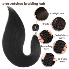 Nescorner braiding hair pre stretched in-hand shows full-head coverage with eight packs.