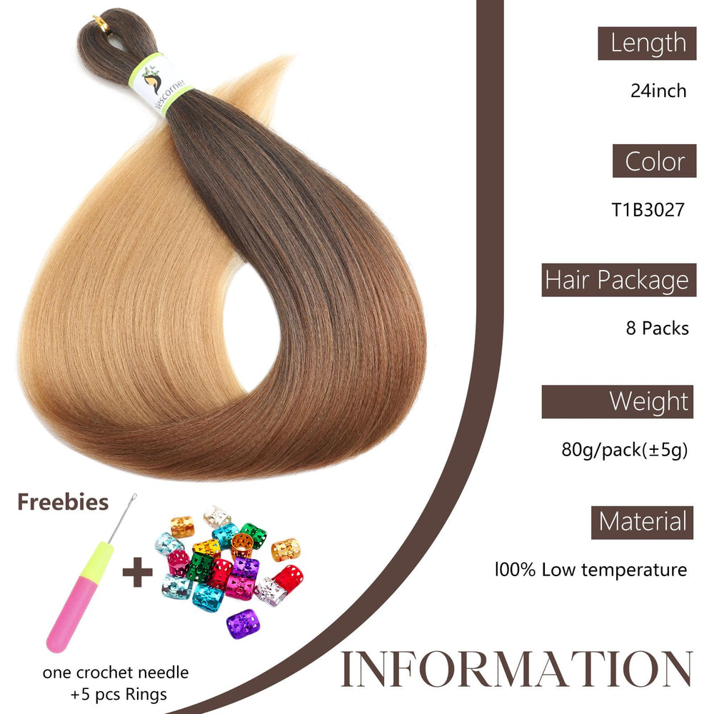 Nescorner ombre braiding hair pack showing 24-inch length for voluminous styles
