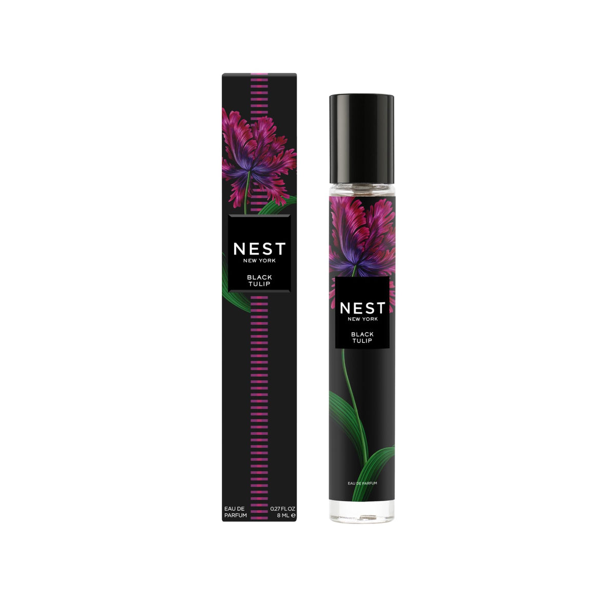 NEST New York Black Tulip travel spray bottle front view for on-the-go scent