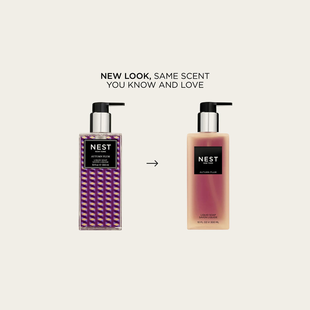 NEST New York Autumn Plum liquid soap pump showing easy dispensing and fragrance