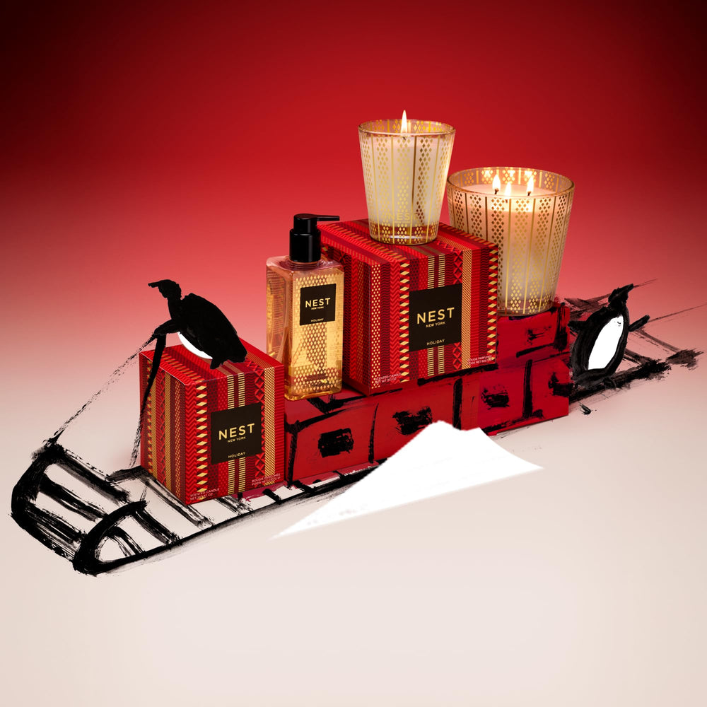Nest New York Liquid Soap Holiday gift packaging suggests gifting and fragrance delight.
