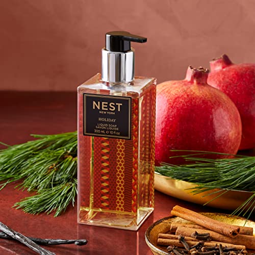 Nest New York Liquid Soap Holiday label closeup highlights botanicals and antioxidants.