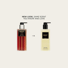 Nest New York Liquid Soap Holiday pump dispense shows easy, mess-free cleansing.