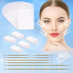 Netlkjonk face tape invisible lift application close-up showing makeup-ready contour.
