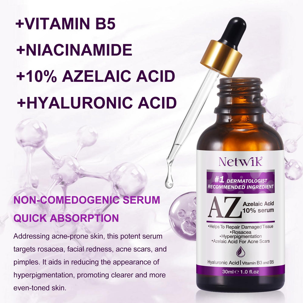 Netwik Azelaic Acid Serum application scene showing easy absorption