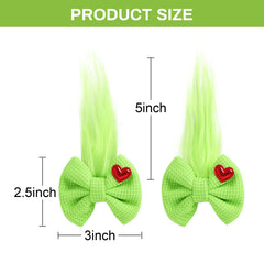 Neujiwo monster-inspired bow in green, perfect for festive outfits