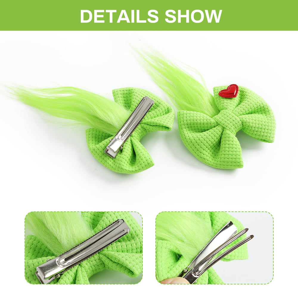 Neujiwo red heart decorated bow clip for cute holiday looks