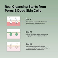 NEUL20S Spicule CICA Foam Cleanser applying tingling-spicules on skin shows active cleansing.
