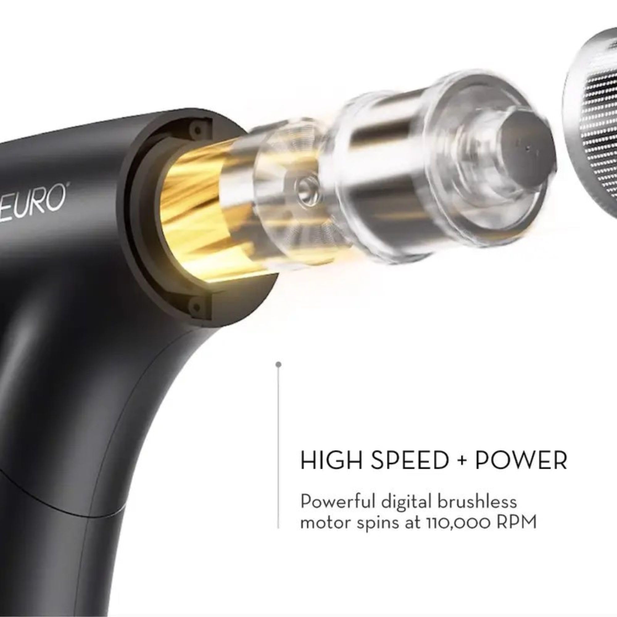 Neuro Dry+ diffuser on Black model enhances curls with defined texture