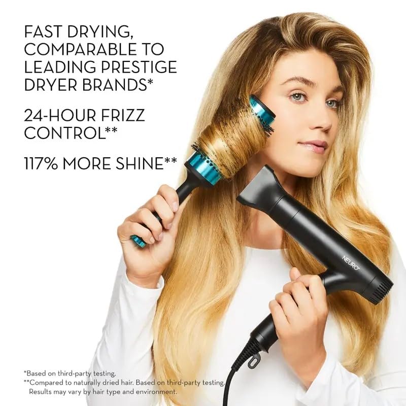 Neuro Dry+ smoothing pik on Black model helps stretch curly hair for waves