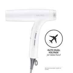 Neuro Dry+ Global Edition pearlescent white dryer side view highlighting compact design