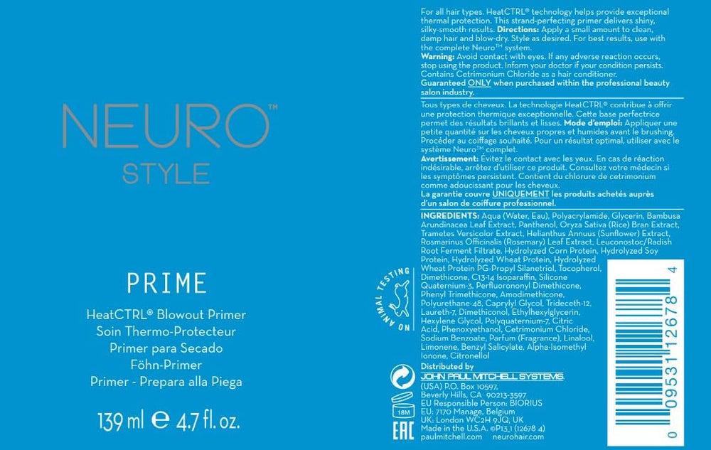 Neuro Prime HeatCTRL texture creates a silky-smooth finish on hair.