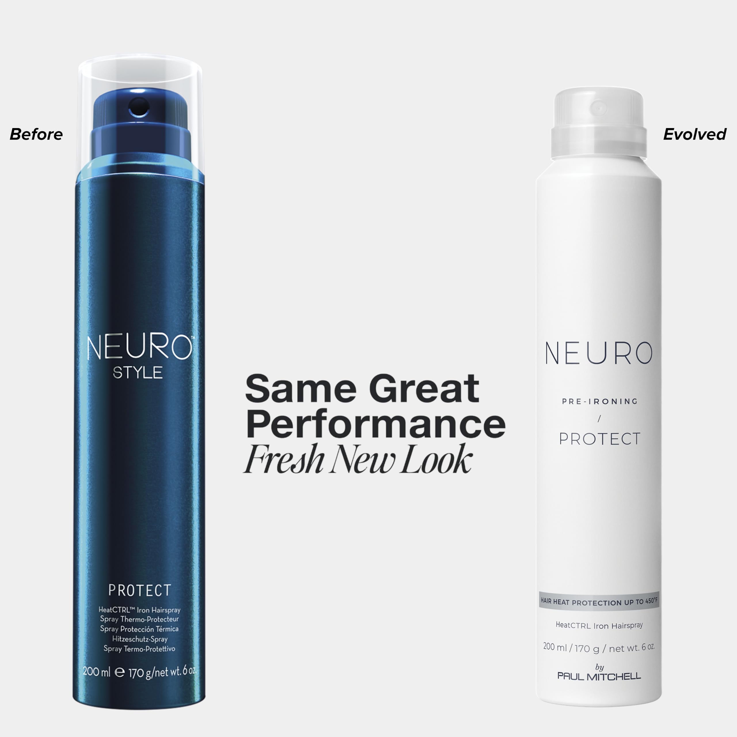 Neuro Protect HeatCTRL Iron Hairspray bottle closeup highlighting lightweight formula