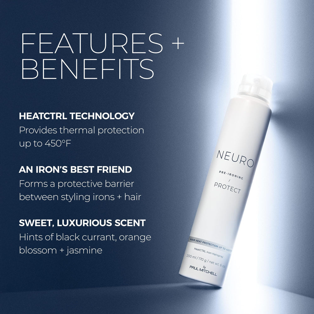 Neuro Protect HeatCTRL iron hairspray shine and hold finishing spray for luminous results