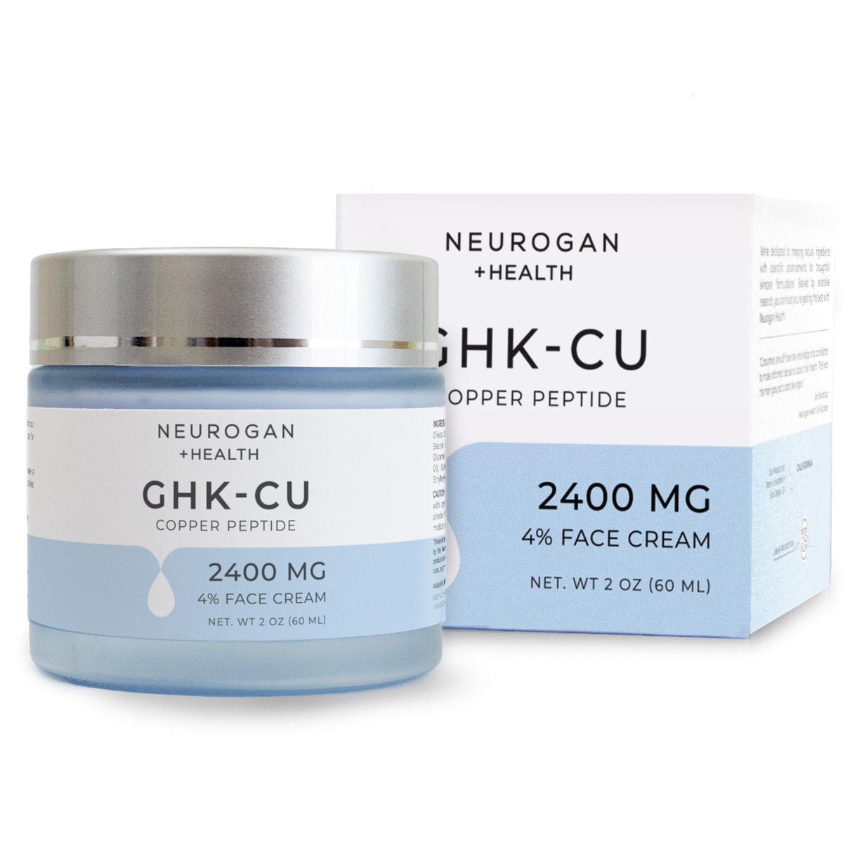 Neurogan GHK-Cu face cream bottle for daily hydration and skin firmness support.