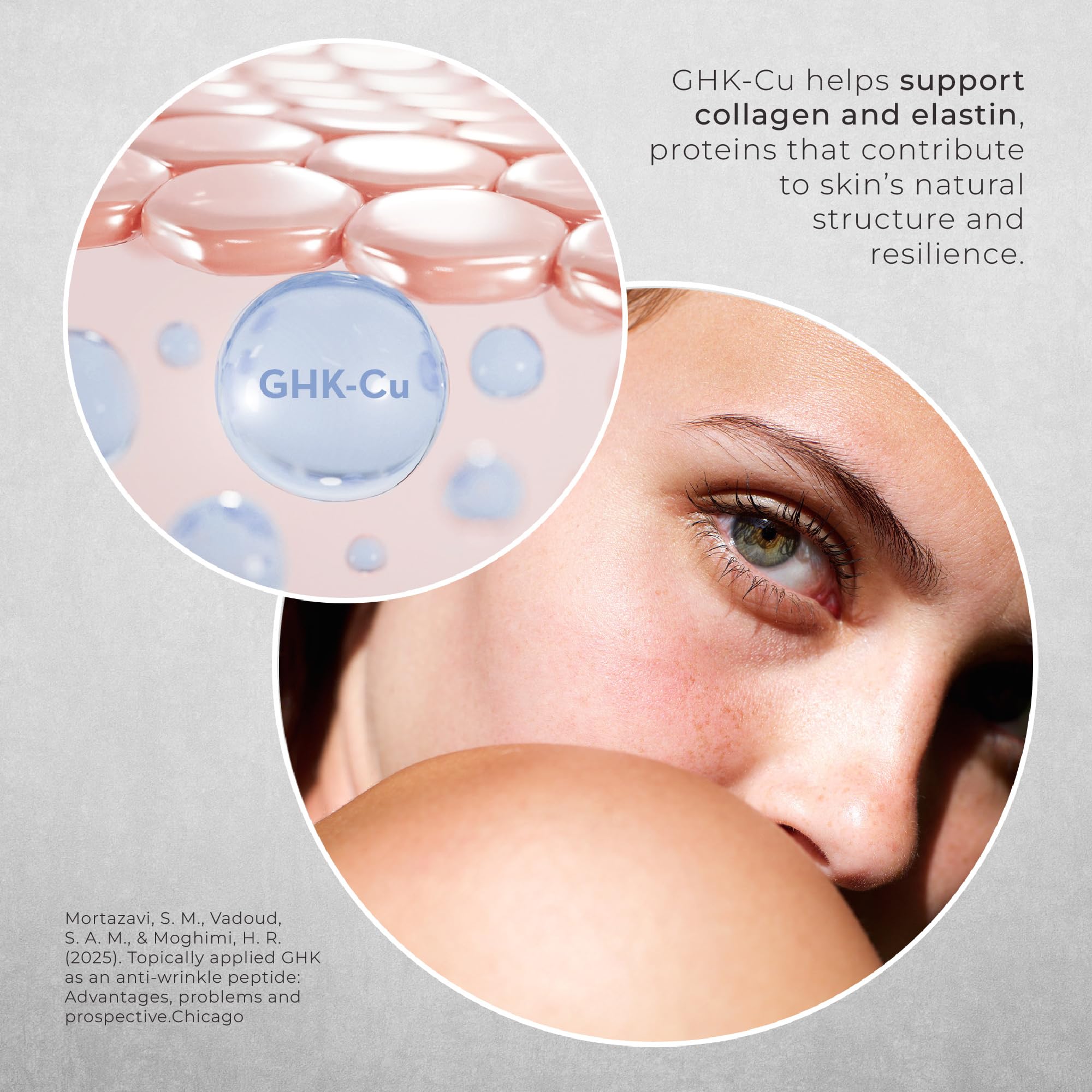 Neurogan GHK-Cu face cream closeup shows moisturizing skin-softening effect.