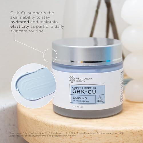 Neurogan GHK-Cu face cream pump dispenses smooth moisturizer for effortless daily use.
