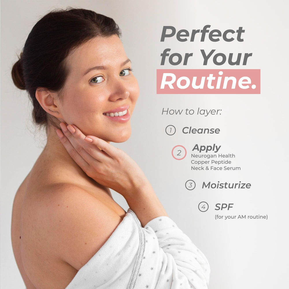 Neurogan GHK-Cu serum applied on cheek demonstrates hydrated, plump-looking skin