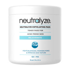 Neutralyze Exfoliating Acne Toner Pads pack shot for comprehensive acne care routines.