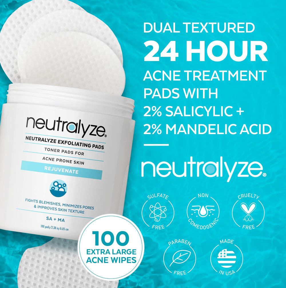 Neutralyze Exfoliating Acne Toner Pads soft-side closeup for mild exfoliation on sensitive skin.