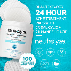Neutralyze Exfoliating Acne Toner Pads soft-side closeup for mild exfoliation on sensitive skin.