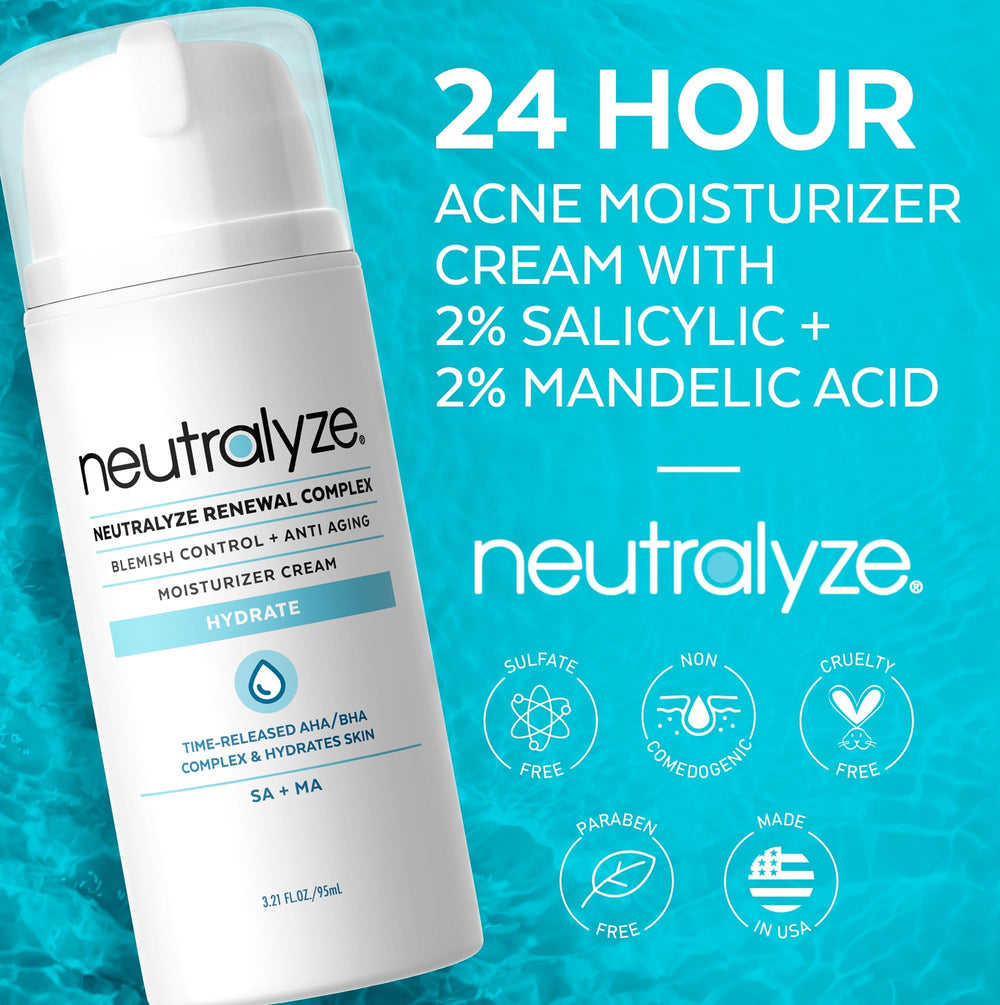Neutralyze Renewal Complex oil-control technology visual suggesting clearer pores and reduced shine.
