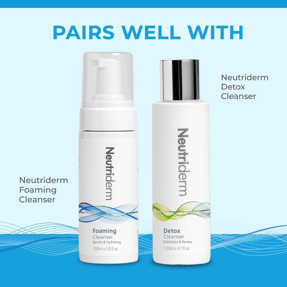 NEUTRIDERM all-skin-types label communicates universal hydration and gentle daily care