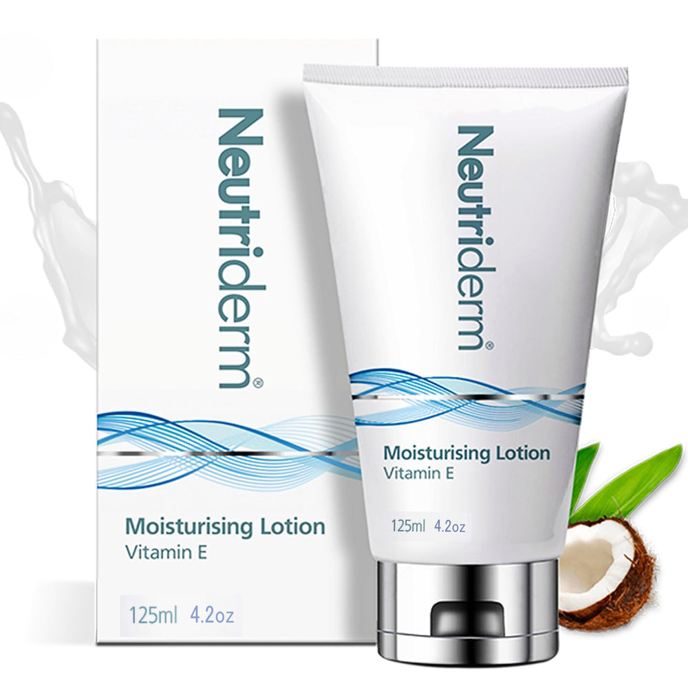 NEUTRIDERM Daily Face Moisturizer bottle shows 48-hour hydration for face and body