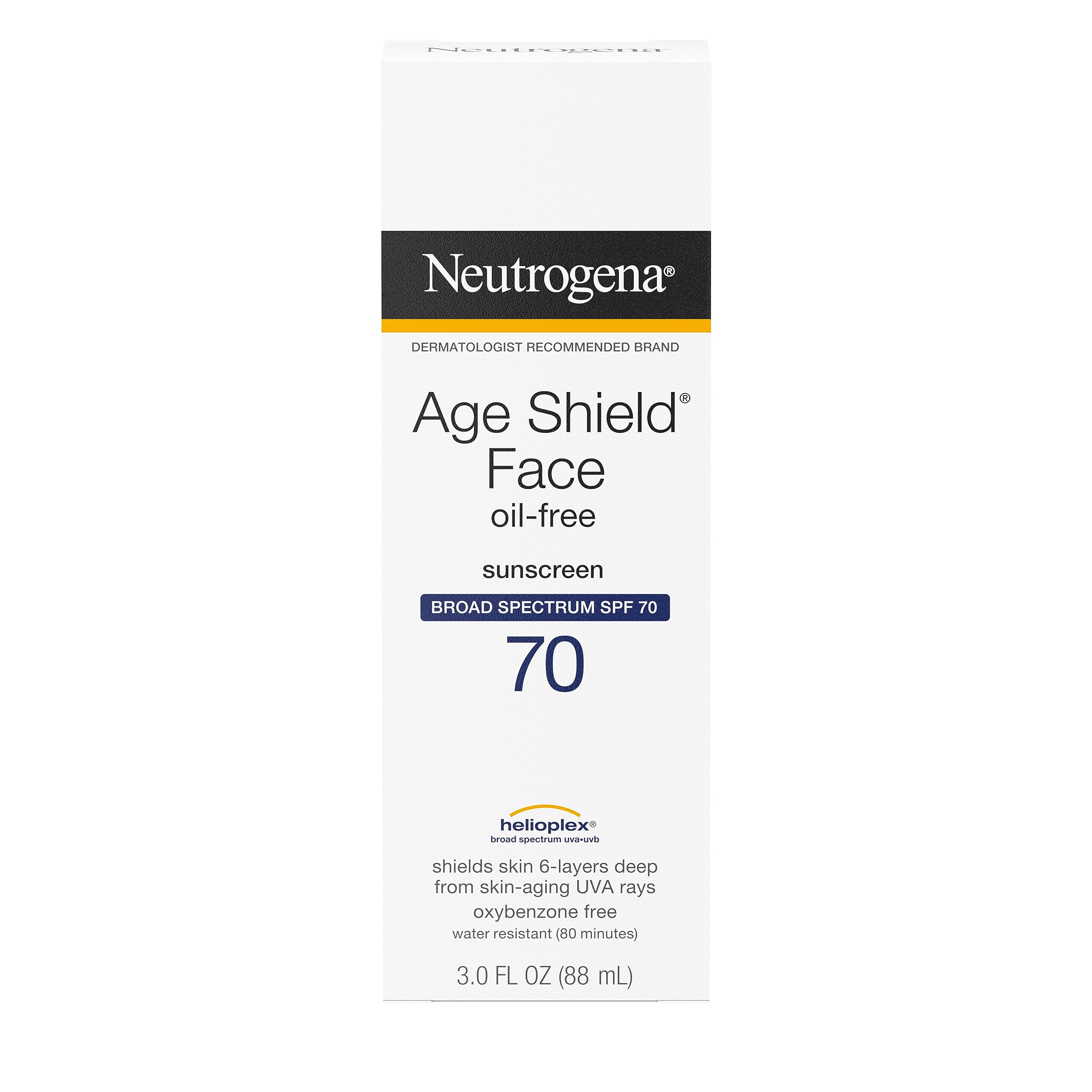 Neutrogena Age Shield SPF70 application demonstrating smooth lotion on skin.
