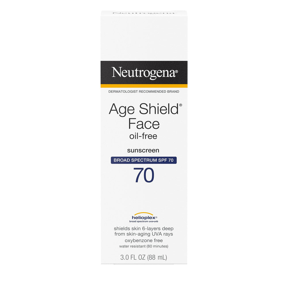 Neutrogena Age Shield SPF70 application demonstrating smooth lotion on skin.