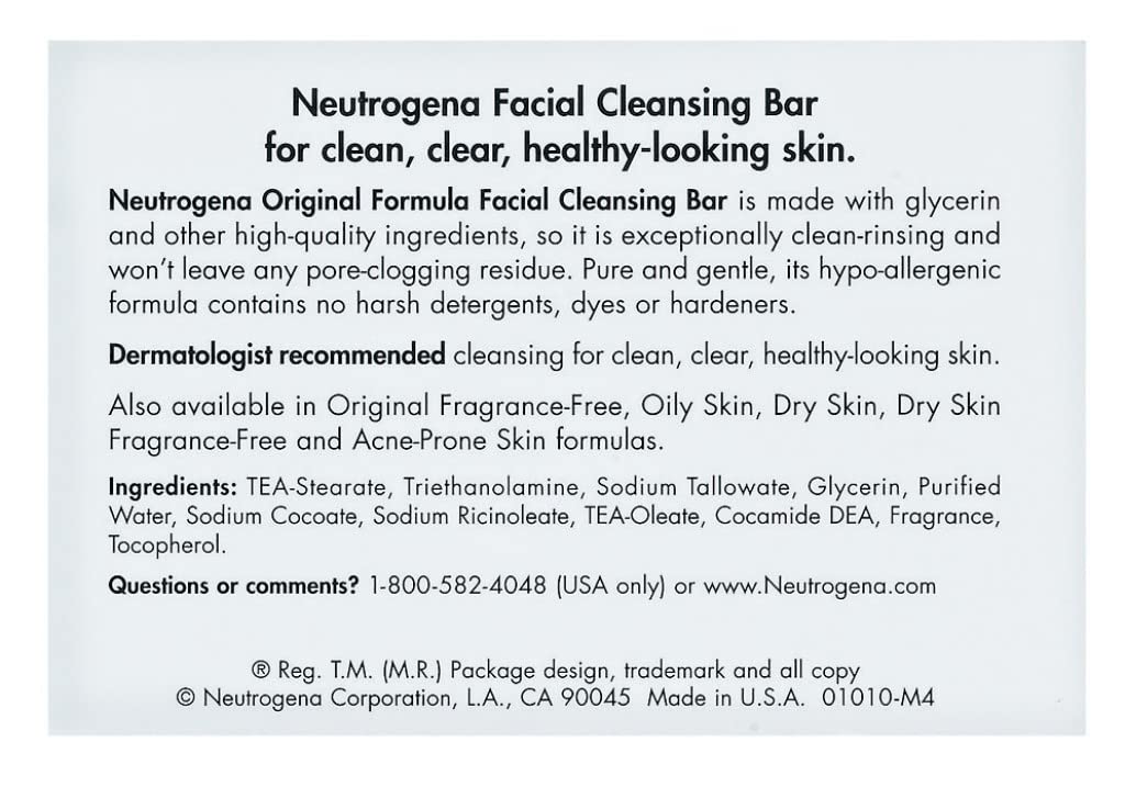 Neutrogena Bar Soap Original closeup highlights glycerin-rich formula for smooth rinsing.