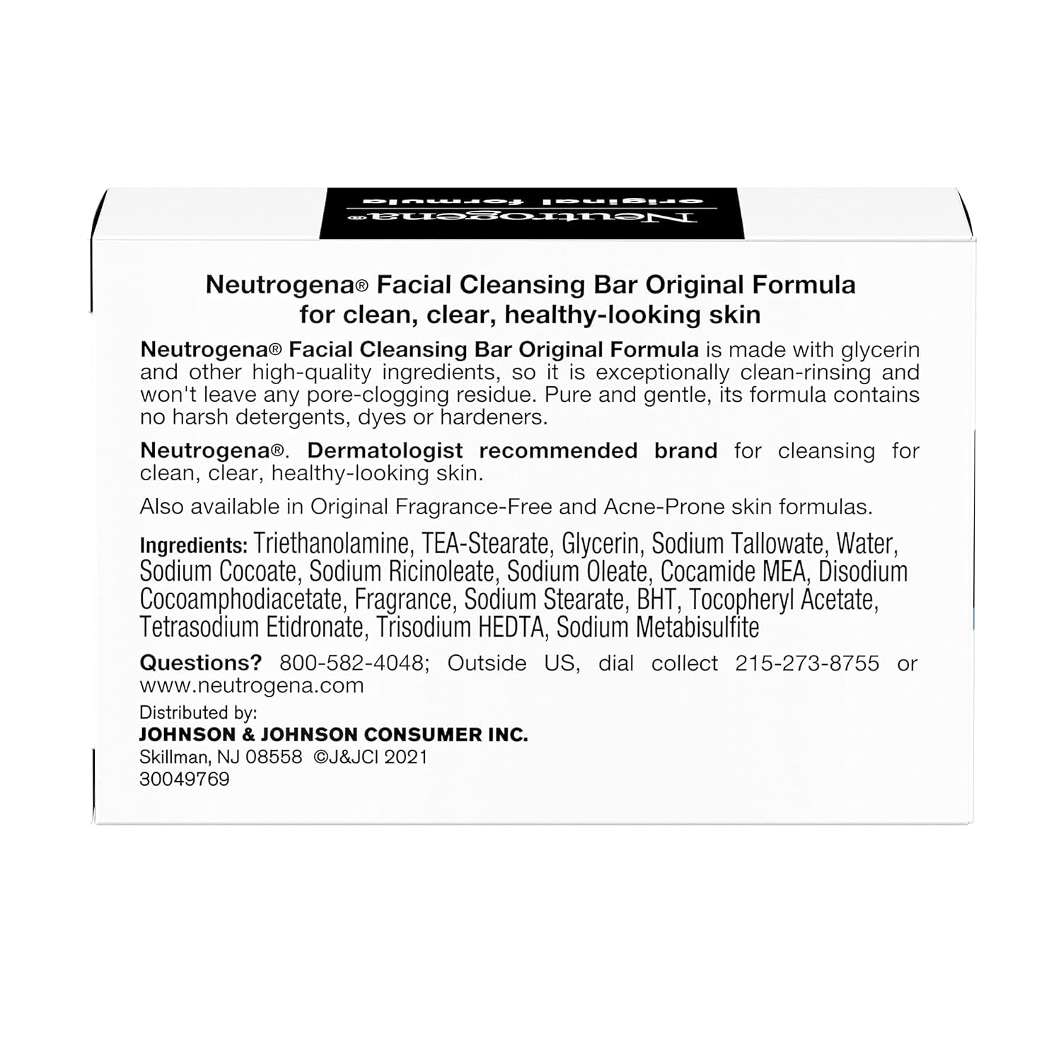 Neutrogena Facial Bar Original Formula lather demonstrating gentle cleansing for all skin types.