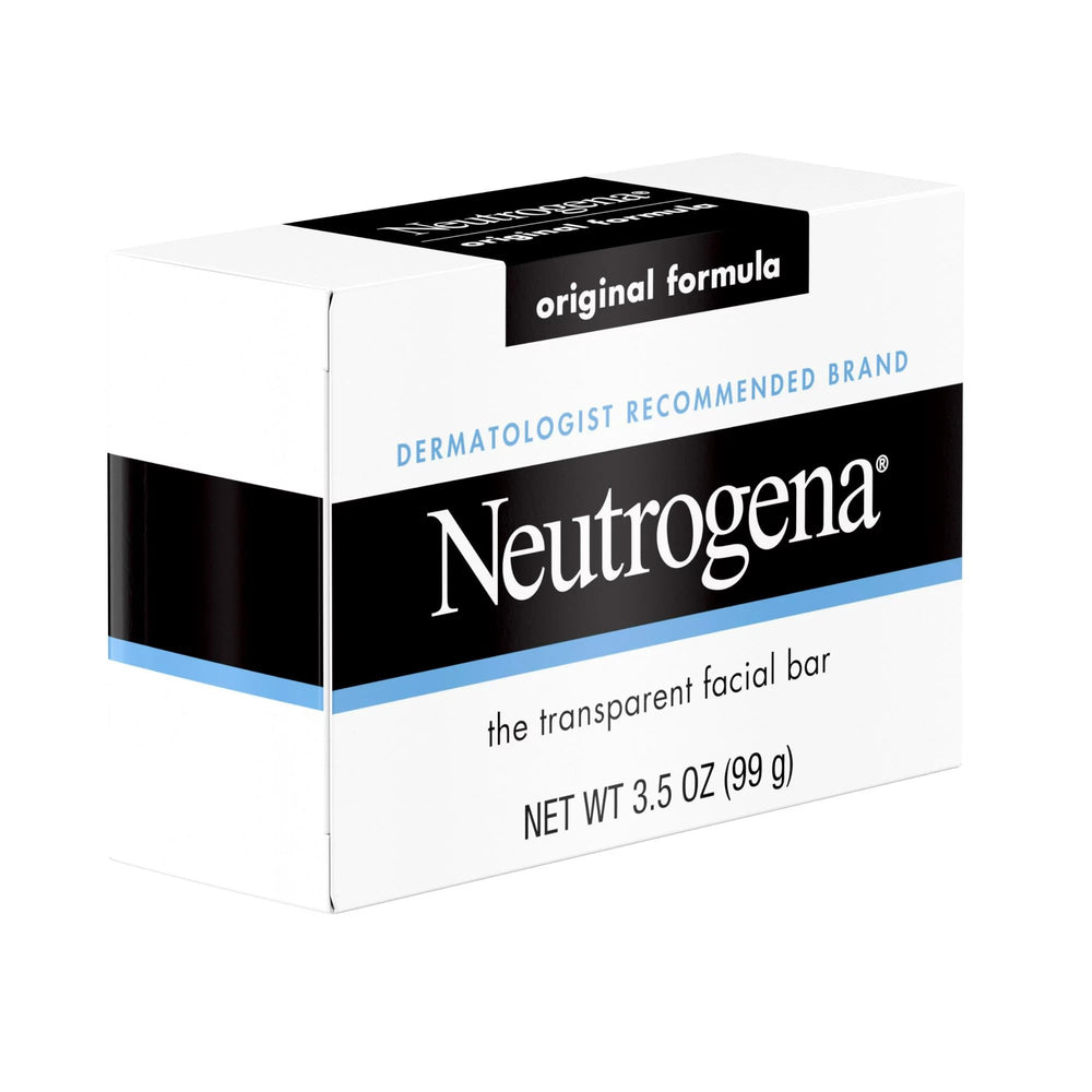 Neutrogena Facial Bar Original Formula no harsh detergents or dyes for sensitive skin.