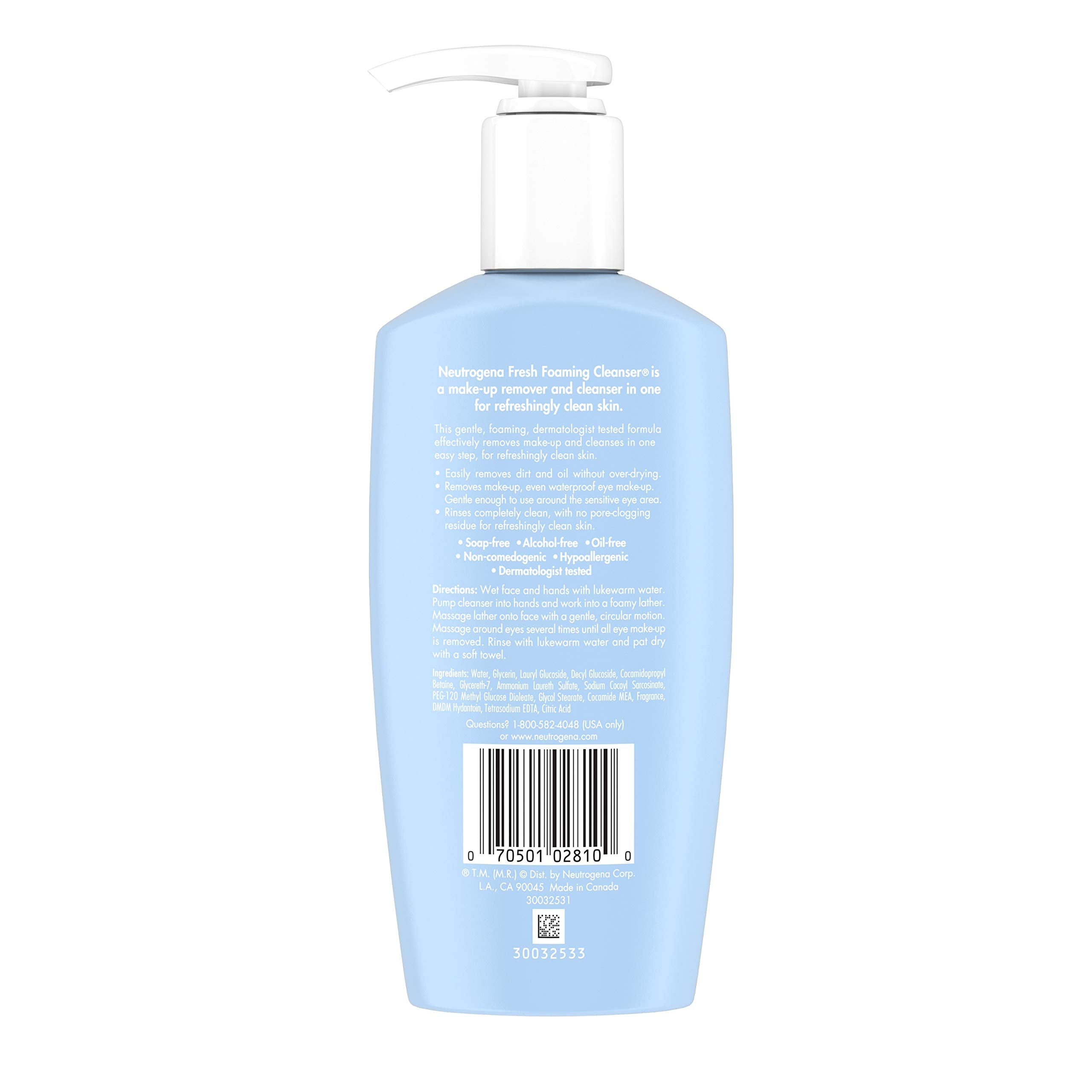 Neutrogena Fresh Foaming Daily Cleanser no-residue rinse leaves skin refreshed.