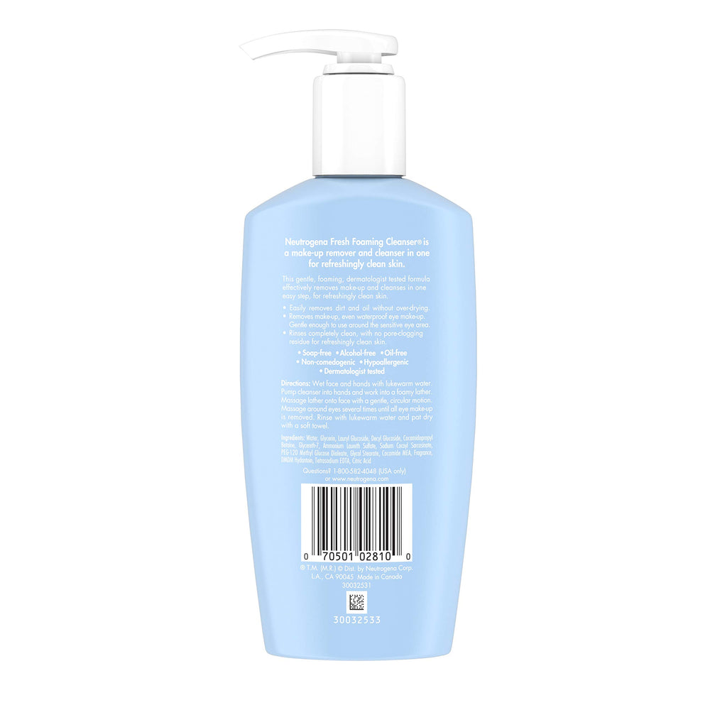 Neutrogena Fresh Foaming Daily Cleanser no-residue rinse leaves skin refreshed.