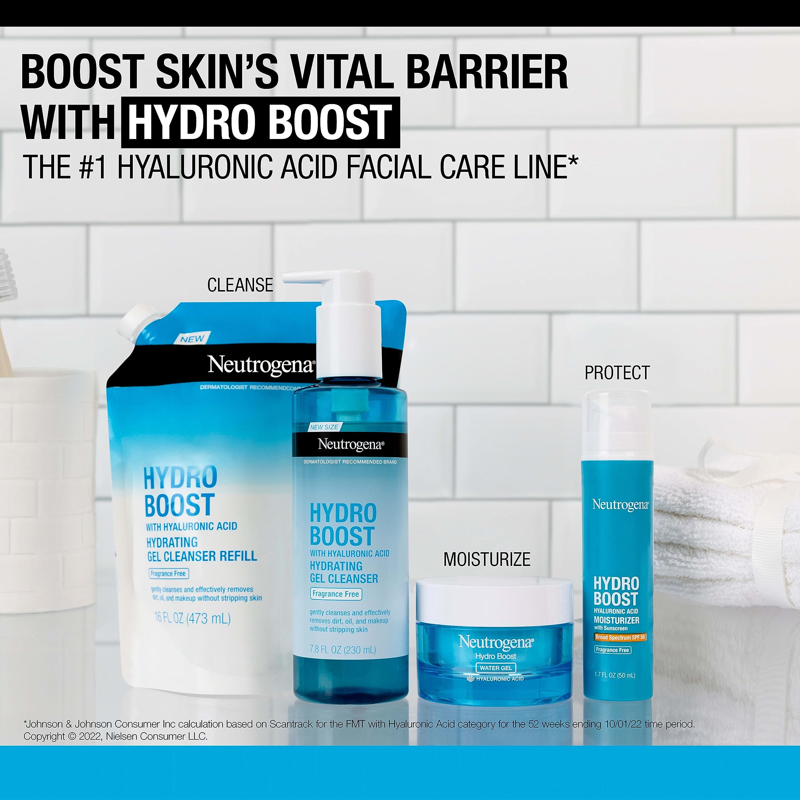 Neutrogena Hydro Boost barrier-care technology label signals moisture retention