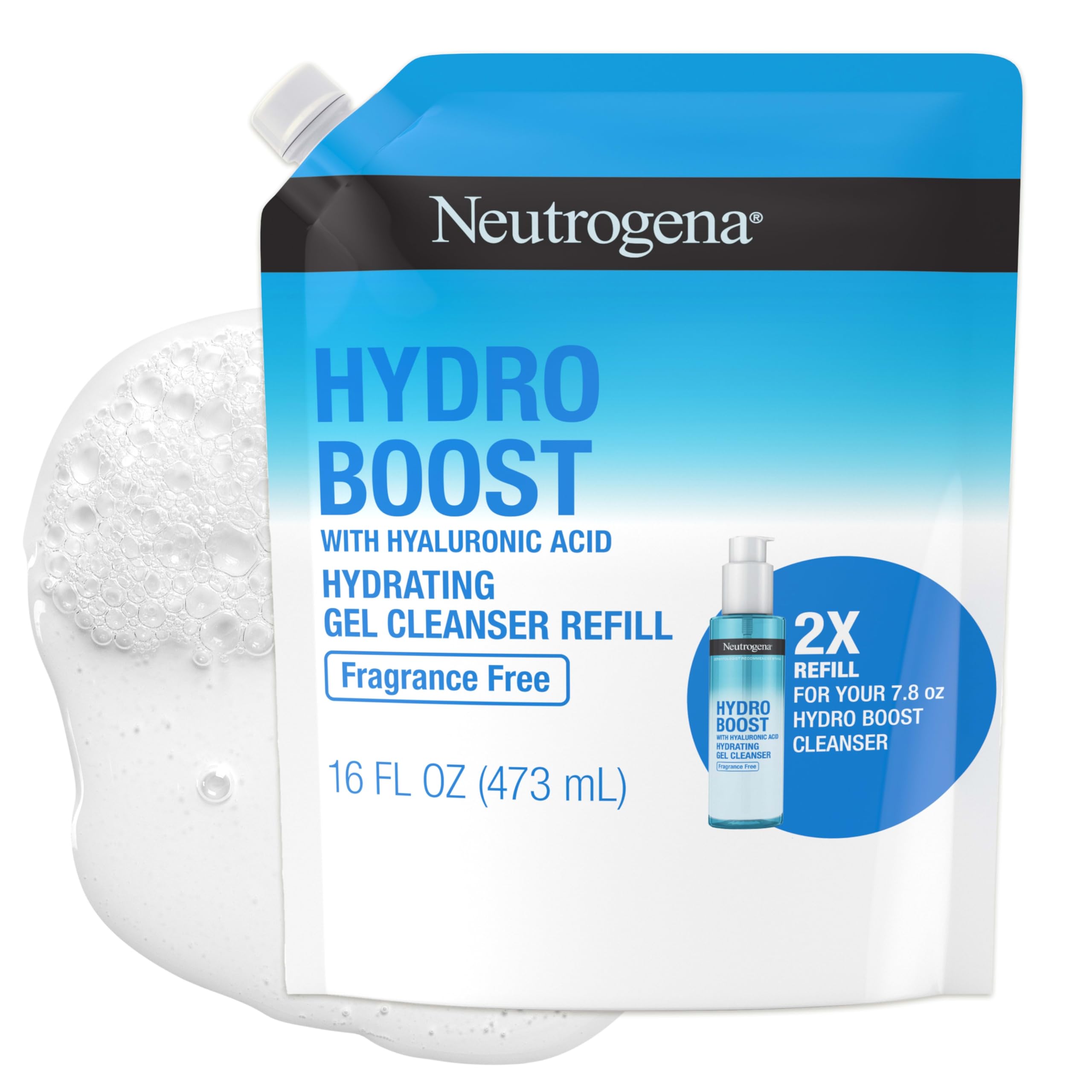 Neutrogena Hydro Boost cleanser foaming lather delivers silky, gentle cleansing