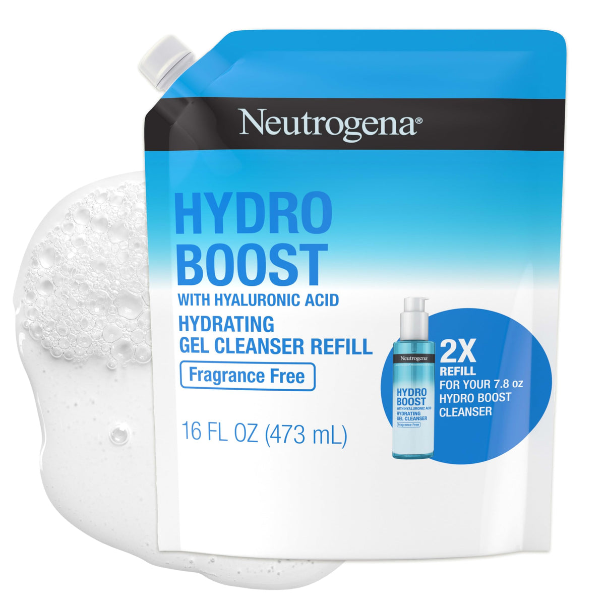 Neutrogena Hydro Boost cleanser foaming lather delivers silky, gentle cleansing