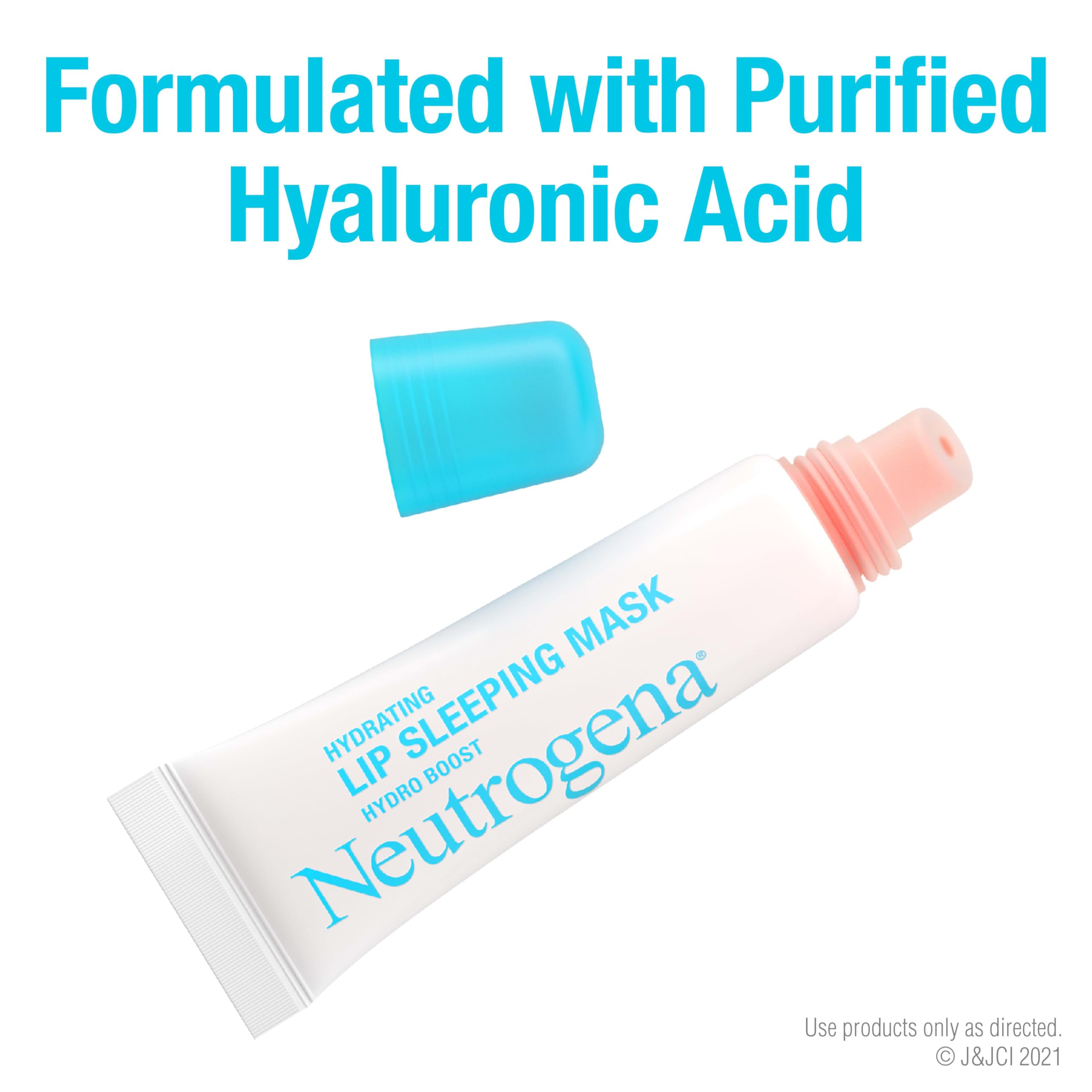 Neutrogena Hydro Boost clear tube front shows fragrance-free lip care product.