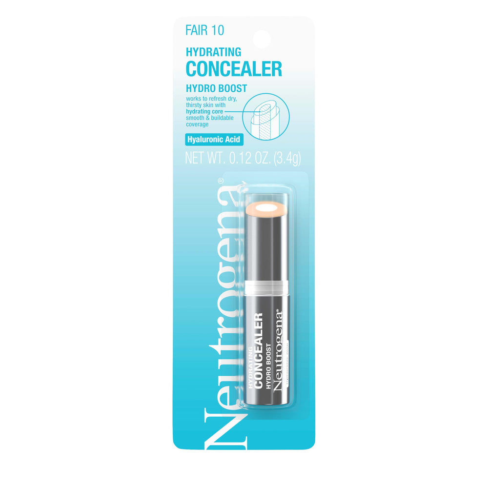 Neutrogena Hydro Boost concealer stick Fair 10 application shows buildable coverage for a natural look