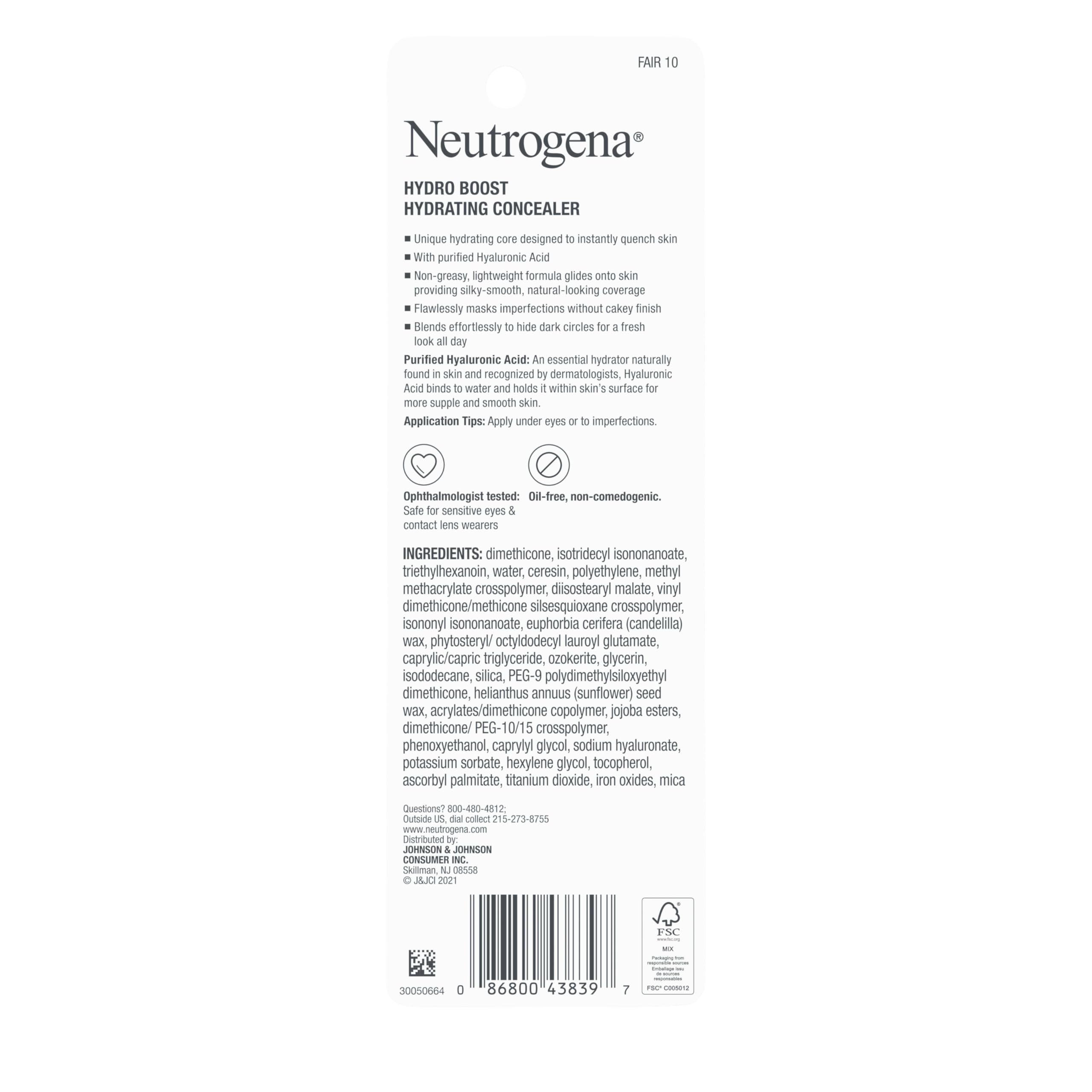 Neutrogena Hydro Boost concealer stick lightweight finish for a natural complexion