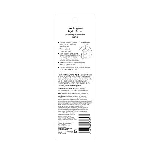Neutrogena Hydro Boost concealer stick ophthalmologist-tested designation for sensitive eyes suitability