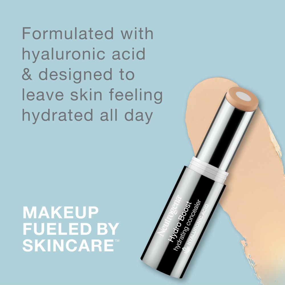 Neutrogena Hydro Boost concealer stick texture swatch demonstrates lightweight, oil-free coverage
