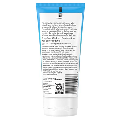 Neutrogena Hydro Boost exfoliating cleanser texture focus shows an easy gel-cream cleanse.