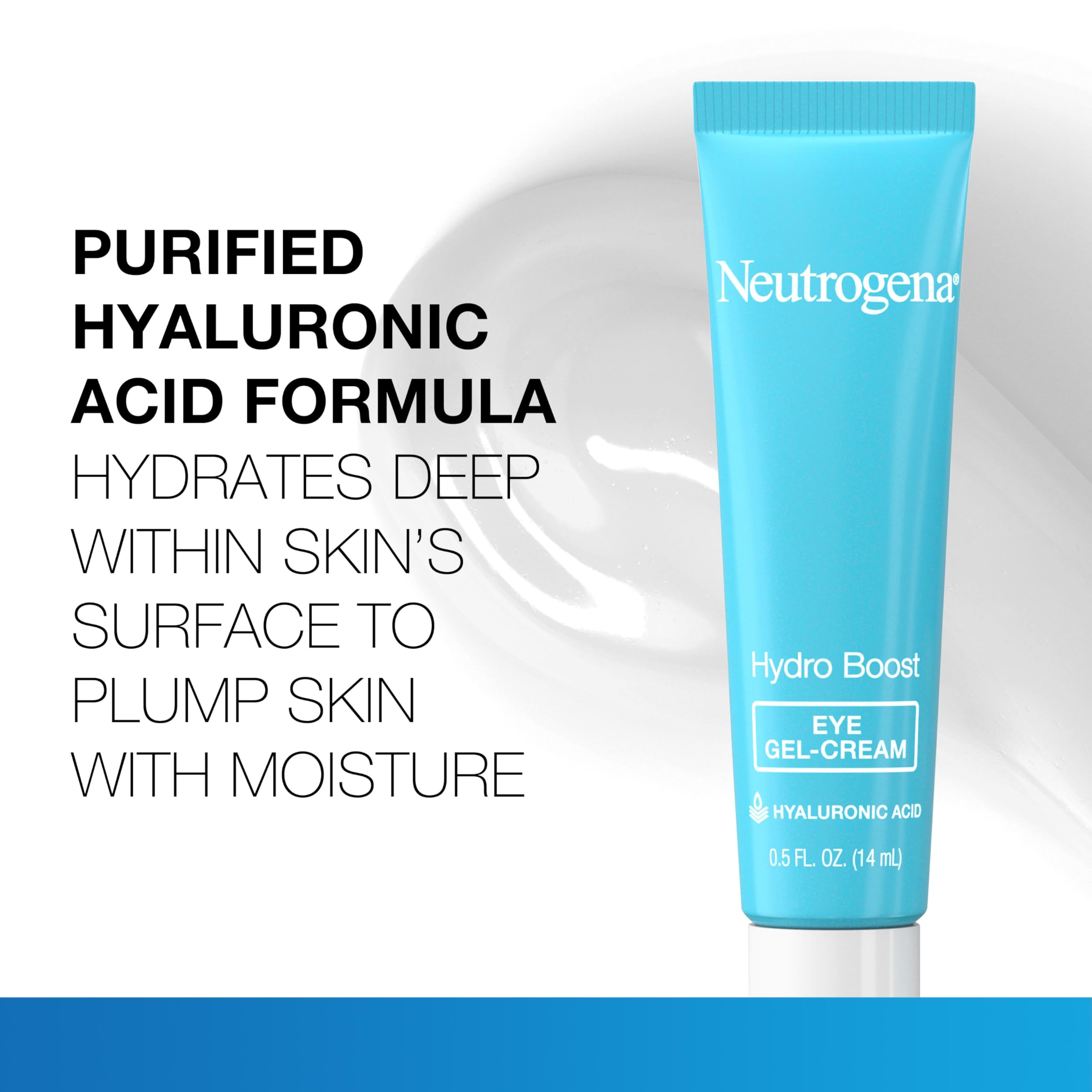 Neutrogena Hydro Boost eye gel-cream swatch demonstrates lightweight, oil-free hydration.